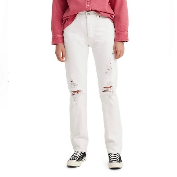 501® Original Fit Jeans | Size 27/30 | High Rise Straight Raw Hem Distressed - Picture 1 of 12